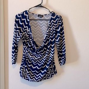 Blue and white blouse